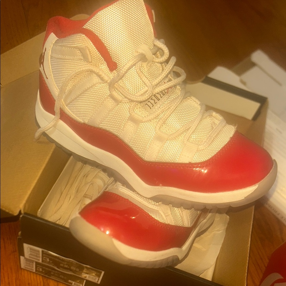 Jordan Red and White Sneakers Classic Design